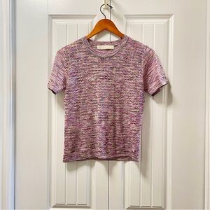 Vintage Mermaid Textured Knit Sweater Tee Purple